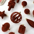 thumbnail image 5 of 28PCS Velvet Christmas Ornaments Set - Flocked Shatterproof Xmas Tree Ball Decorations in Burgundy & Coffee for Home Holiday Party Decor, 5 of 6