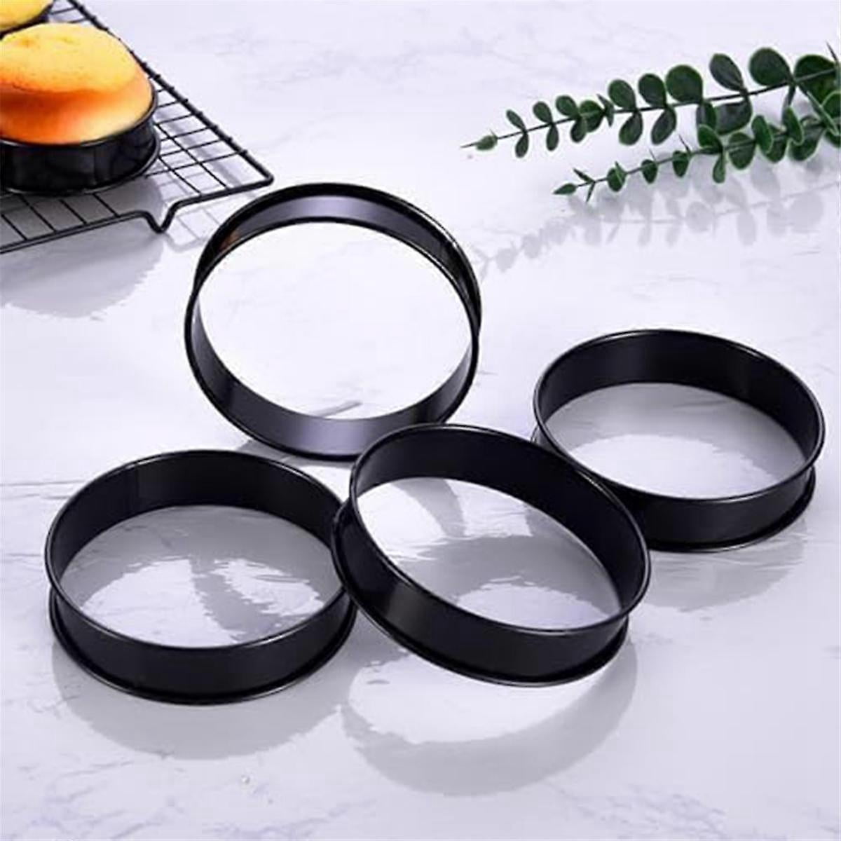 MINO ANT 8-Pack 4" Stainless Steel English Muffin Rings - Non-Stick Double Rolled Edge Baking Rings For Crumpets, Tarts & Eggs