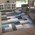 thumbnail image 3 of Emma + Oliver 6x9 Modern Cubist Olefin Accent Rug in Gradient Shades of Black, Gray and Blue with Natural Jute Backing, 3 of 6