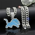 thumbnail image 2 of Men Women Hip Hop Personalized Trend Blue Lions Football Team Pendant Necklace 15mm Crystal Cuban Chain HipHop Iced Out Bling Necklaces Fashion Charm Jewelry, 2 of 5