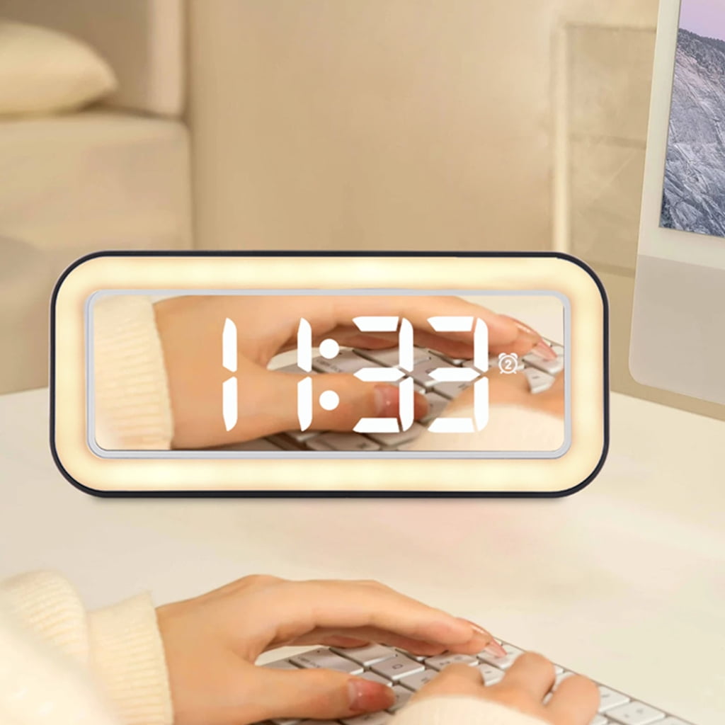 Multifunction Table Digital Clock with Brightness 2 Alarms LED Display Calendar 12/24Hour Modes USB Charging