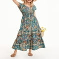 thumbnail image 3 of Women‘s Summer Short Sleeve V Neck Pattern Print Beach Dress, 3 of 9