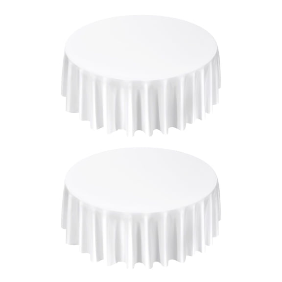Round Tablecloth 2-Pack 120 Inch Diameter White Polyester for Wedding Party Banquet