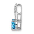 thumbnail image 2 of Diamond2Deal 14K White Gold Round Blue Topaz and Diamond Pendant for Women (L- 0.69 inch, W- 0.28 inch), 2 of 6
