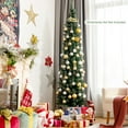 thumbnail image 2 of Costway 7ft Unlit Snowy PVC Artificial Slim Christmas Pencil Tree w/ Pine Cones, 2 of 9