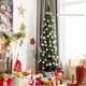 thumbnail image 1 of Costway Árbol de Navidad artificial delgado de PVC nevado sin iluminación de 210 cm con piñas, 1 of 4
