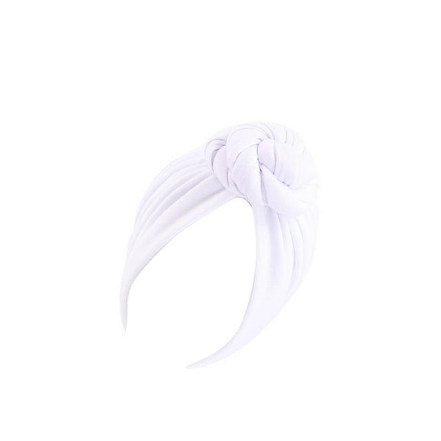 Guardurnaity Turbante Hijab musulmán con nudo de 2 capas, gorro elegante con cubierta en espiral, gorro de cabeza ancha, gorros de moda, accesorios Sombreros Blanco