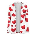 thumbnail image 3 of Women's Valentine's Coat Long Sleeve Heart Print Tunic Lounge Cardigan Top White-5 M, 3 of 4