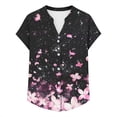 thumbnail image 5 of Ounisa Women's Loose V Neck Button Placket Drop Shoulder Sleeve Allover Print Casual Breathable Blouse, 5 of 5