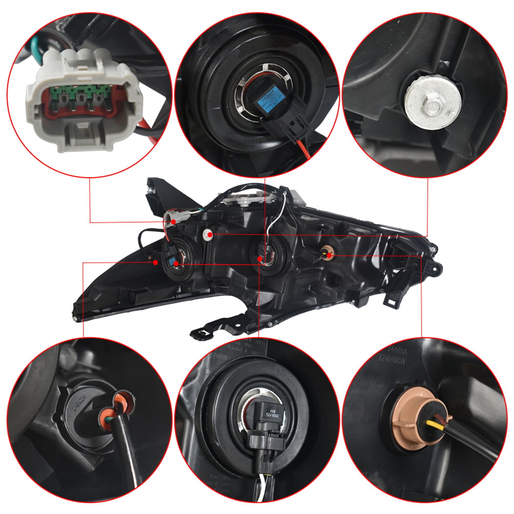 Replacement for 2016 2017 2018 Nissan Altima Halogen Headlights with Black Bezel Headlight Assembly Right Passenger Side