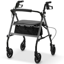 Naipo Rolling Walker for Seniors, Foldable Rollator Walker with Seat and 6” Wheels, 300 lb Capacity, Aluminum Frame, Gray