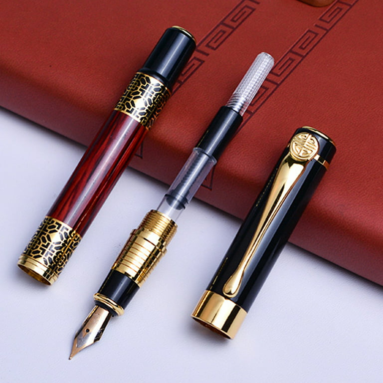 Wordsworth & Black Fountain Pen, Medium Nib Ink Pen, Black Gold -  Refillable, Calligraphy 