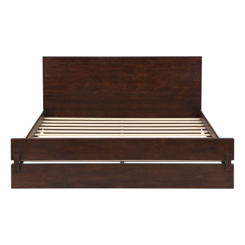 Euroco Wood Queen Size Platform Bed, Heavy-Duty Bamboo Bed Frame, Chocolate