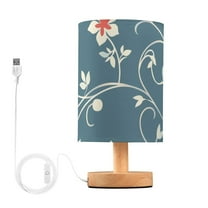Bedside Desk Lamp LED Flower Vintage Floral Table Nightstand Lamps Warm Light Fabric Lampshade for Home Bedroom Office Living Room Decor