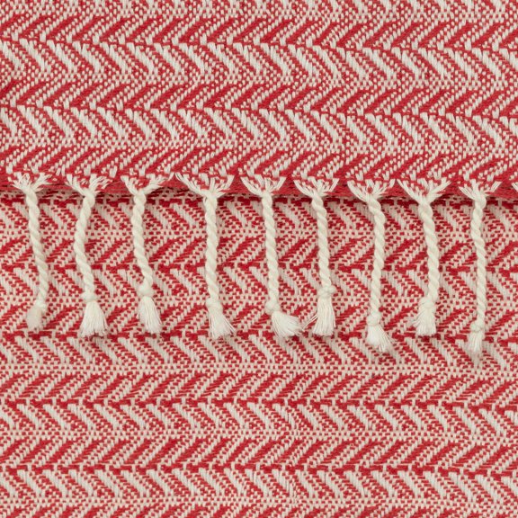 Rizzy Home  Chevron Hand Loomed Woven Throw Red/ Natural