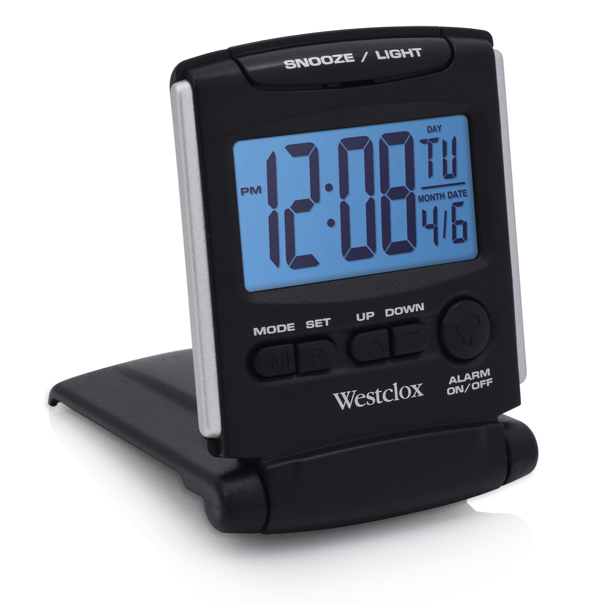 Westclox Digital Black and Gray Wall Clock Alarm w/ Snooze and Large LCD Display 