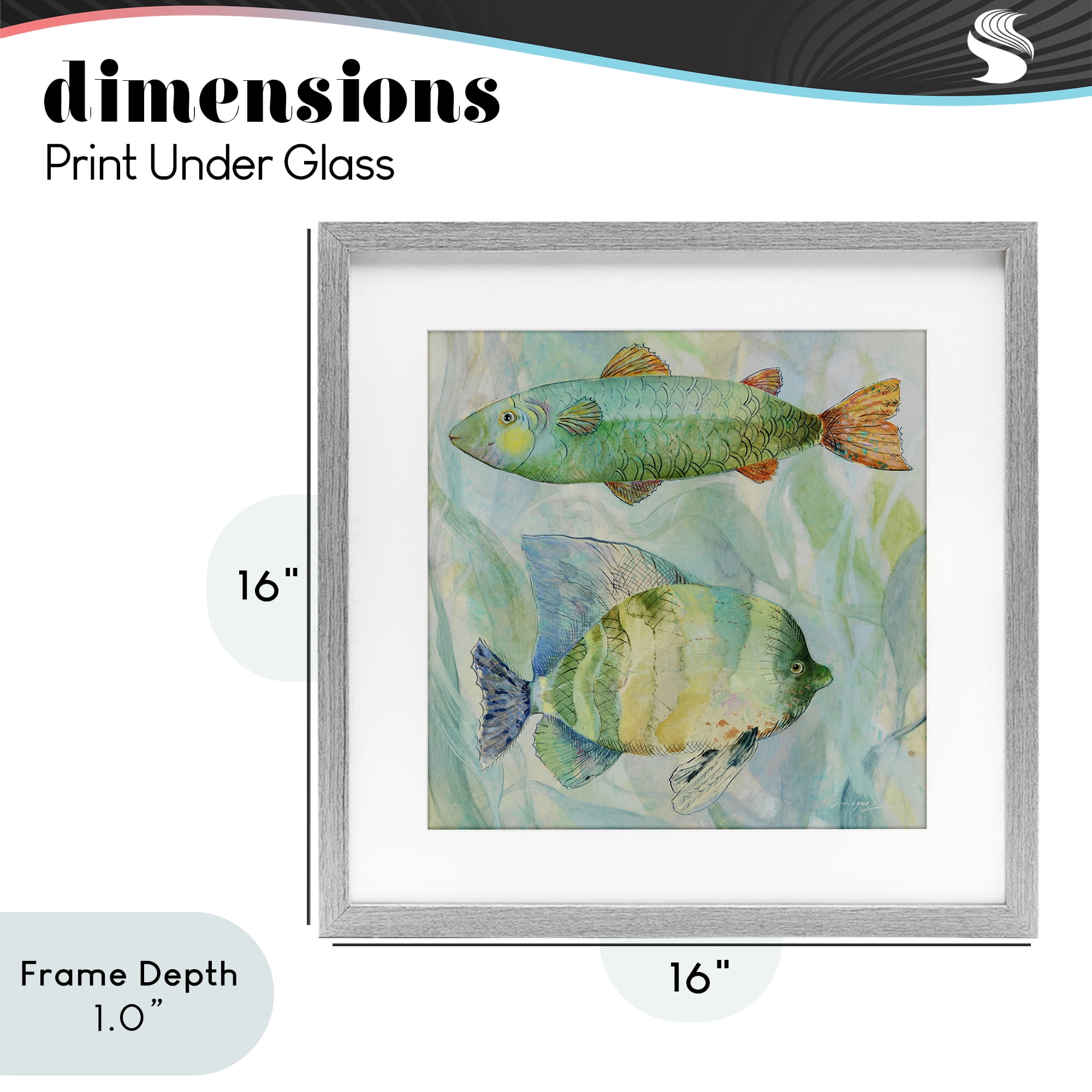 Stupell Industries Sweet Fish Duo Watercolor Gray Framed Print Under Glass, design by Lorenzo Collective