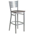 thumbnail image 2 of Flash Furniture HERCULES Series Silver Slat Back Metal Restaurant Barstool - Walnut Wood Seat, 2 of 7