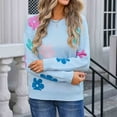 thumbnail image 3 of Womens Sweaters Flower Print - Crewneck Knitted Long Sleeve Sweaters Fall Winter Pullover Casual Top, 3 of 6
