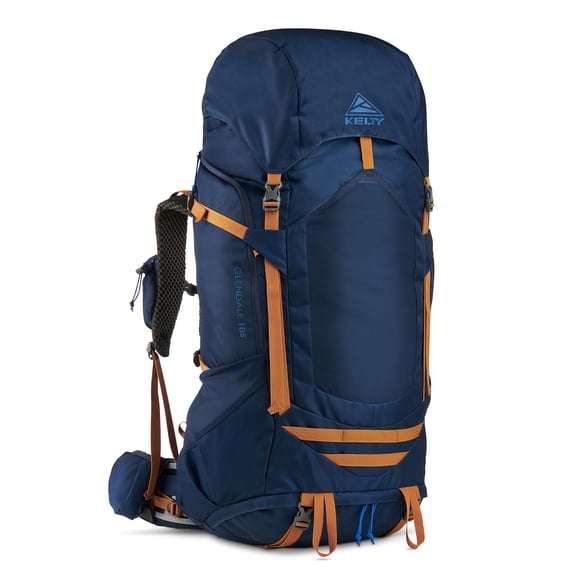 Kelty | Glendale 105L Adjustable Fit Multi-Day Backbacking Pack, Outdoor Backack, Extra-Large & Lightweight - Blue/Spice