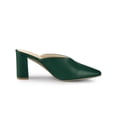 thumbnail image 3 of BLISSFUL STEP Women's Pointed Toe Chunky Slides Mules Dark Green 10, 3 of 7