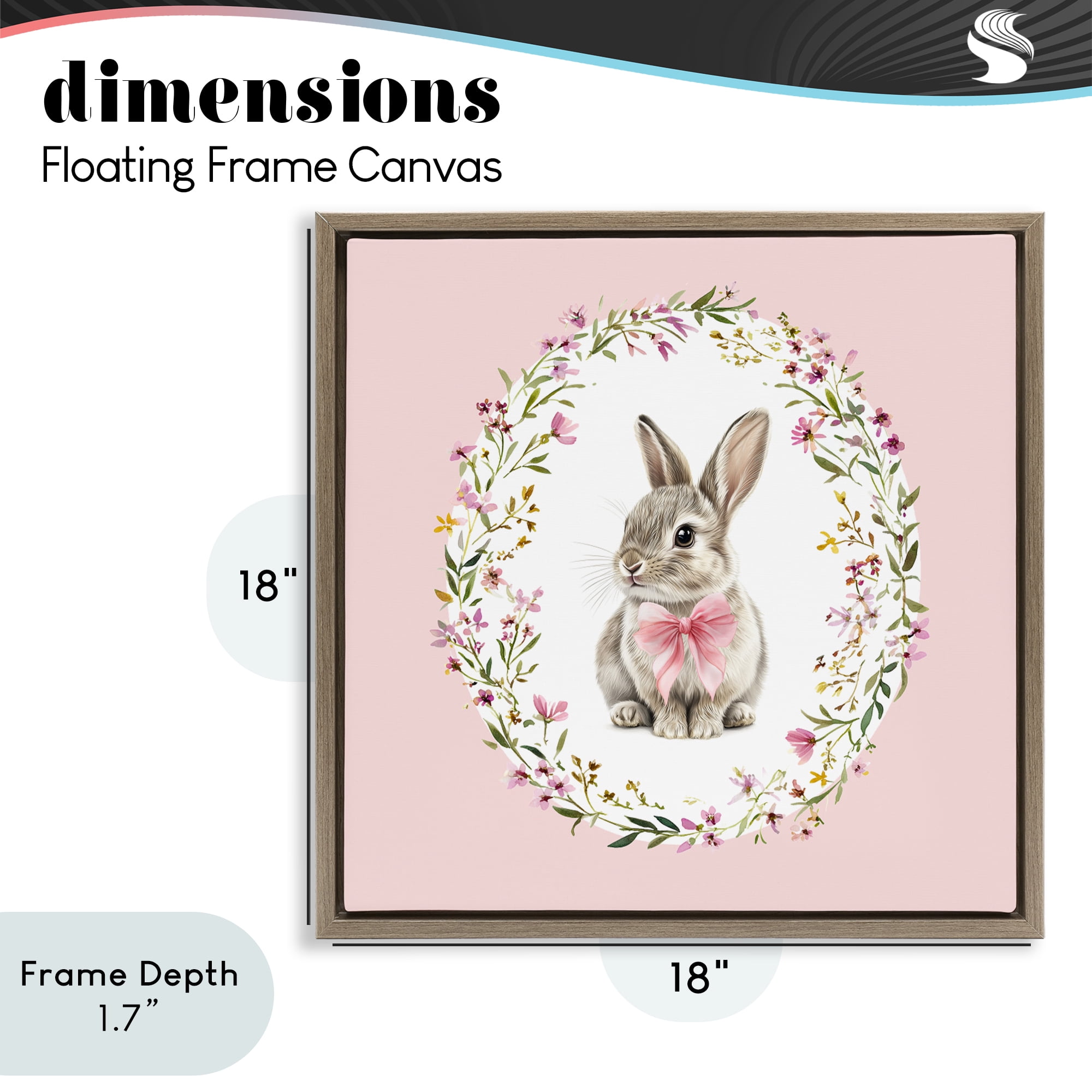 Stupell Industries Blush Pink Bunny Brown Framed Floater Canvas Wall Art, design by Christine Simpson Art