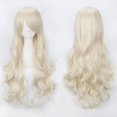 thumbnail image 1 of QP-pelucas sintéticas de pelo rosa, pelo suave de alta temperatura, volumen de aire, seda a granel, pelo largo y rizado, pelo de onda grande, peluca recta para Cosplay, 1 of 4