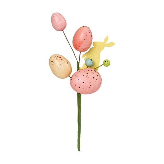 Easter Egg Picks Colorful Egg Sprigs with Floral and Bunny Accents, DIY Decor for Wreath, Centerpiece and Vase Filler, Home Easter Party Ornament Supplies, 3.9in/10cm, F