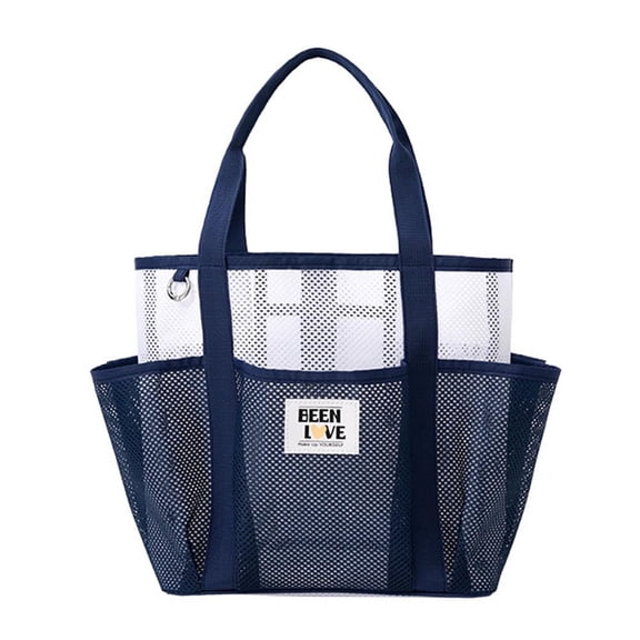 Crazyview Ultralight Dacron Mesh Tote Bag - Navy Blue & White Splice, Perfect for Beach, Gym & Travel
