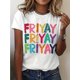 thumbnail image 1 of Happy Friday Teacher Mom Life" Graphic Tee - Casual Crew Neck Short Sleeve Top for Women, Stretchy Cotton, Perfect for Spring & Summer, Letter Print, T-shirt, 1 of 4