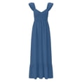 thumbnail image 6 of RYDCOT Women's Summer Maxi Dresses Elegant V Neck Ruffle Sleeveless Tunic Pleated Flowy Wedding Guest Dress Blue, 6 of 6