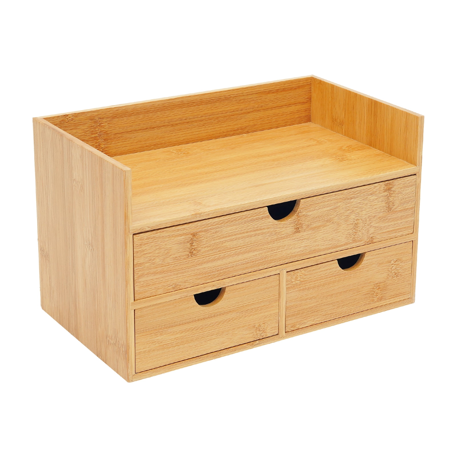 Vintoro Natural Bamboo Desk Organizer with 3 Drawers, Mini Storage Organization Box, for Office Home