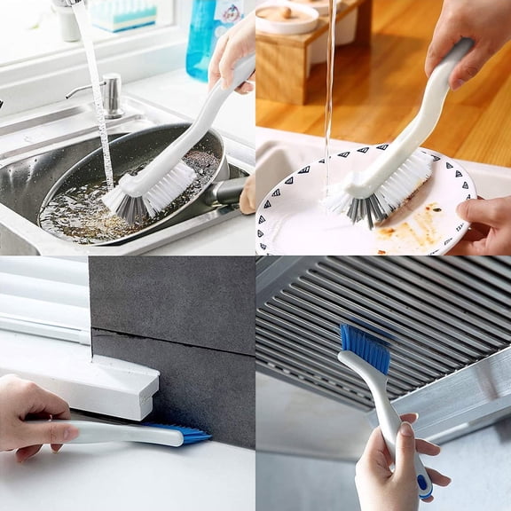 FACIWHL 2 Pcs Plastic Cleaning Brush Small Scrub Brush for Cleaning Sink Scrub Brush, Bathroom Kitchen Edge Corner Grout Cleaning Brushes, Sliding Door or Window Track Cleaning Brush(White)