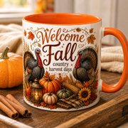 Coffee Mug Country Turkey Harvest for Fall Coffee and Thanksgiving Host Gift