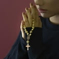 thumbnail image 6 of 30pcs 6 Styles，Alloy Mixed Rhinestone Religious Cross and Center Miraculous Medal Charms Our Lady Virgin Mary Jesus Pendant Links for DIY Rosary Beads Necklace Jewelry Making，Golden, 6 of 8