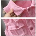 thumbnail image 4 of Toddler Little Girls Classic Denim Vest Button Down Sleeveless Jeans Tops Coat, 4 of 7