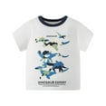 thumbnail image 2 of XUELUO Baby Boys Athletic Shirts Summer Cartoon Dinosaur Print Round Neck Short Sleeve Casual Comfortable Breathable Outdoor Activities Tops T Shirts Sportwear,White,18-24 Months, 2 of 6