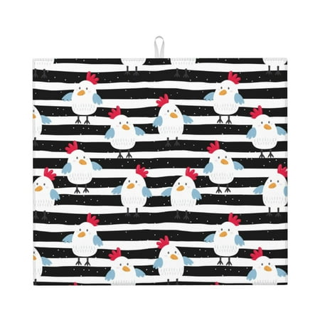 

Vsdgher Cute Chicken Print Dish Drying Mat Kitchen Counter Mat Dish Drying Pad for Dishes Utensils Pots and Pans 16 x 18