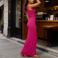 thumbnail image 6 of Blmnix Women Dress Sheath Tank Dress Maxi Dress Under Dresses Sleeveless Crew Neck Long Pink Adjustable Waist Ladies Summer Dresses,S, 6 of 7