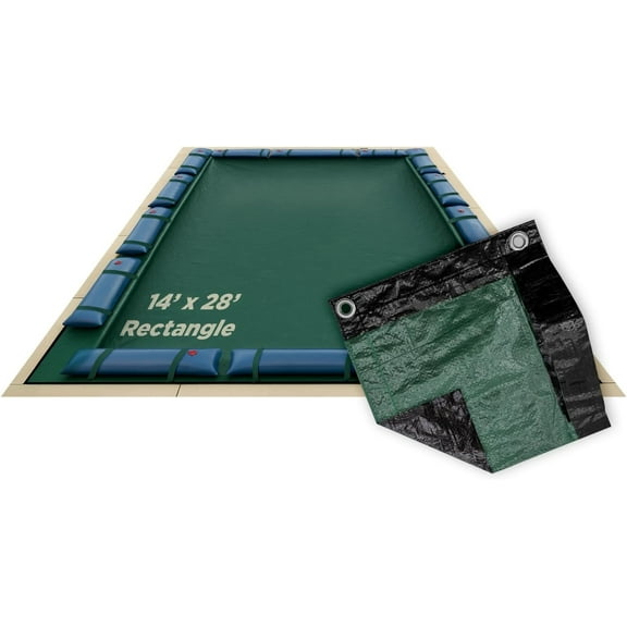 Buffalo Blizzard Supreme Plus Green/Black Rectangle Winter Swimming Pool Cover, 14' x 28'