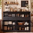 thumbnail image 5 of Poshby 55''W Sideboard Buffet Cabinet with Storage, Charging Station for Kitchen, Living Room, Walnut, 5 of 12