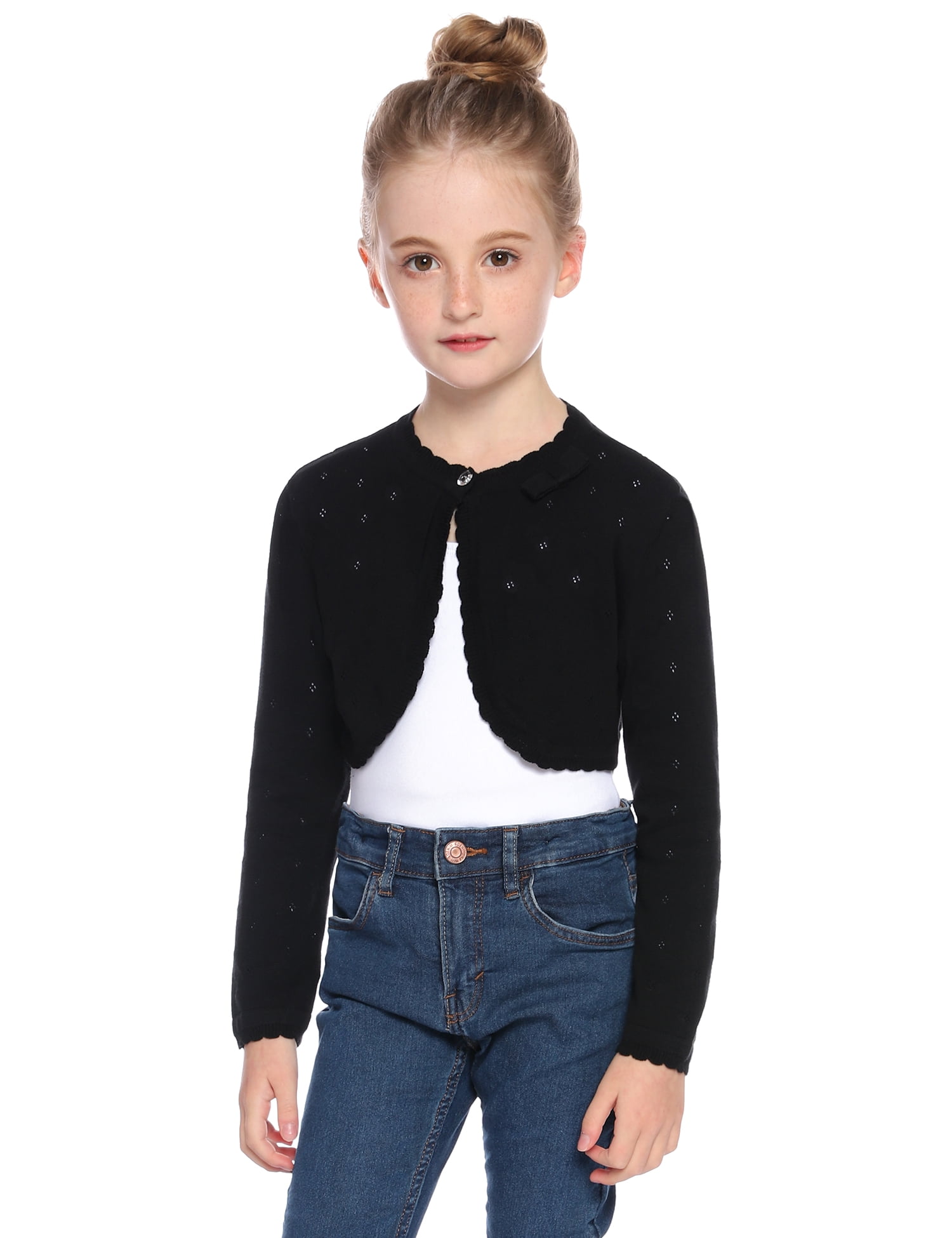 Uniexcosm Little Girls Sweaters Shrug Cardigan Knit Long Sleeve Wedding Cardigans