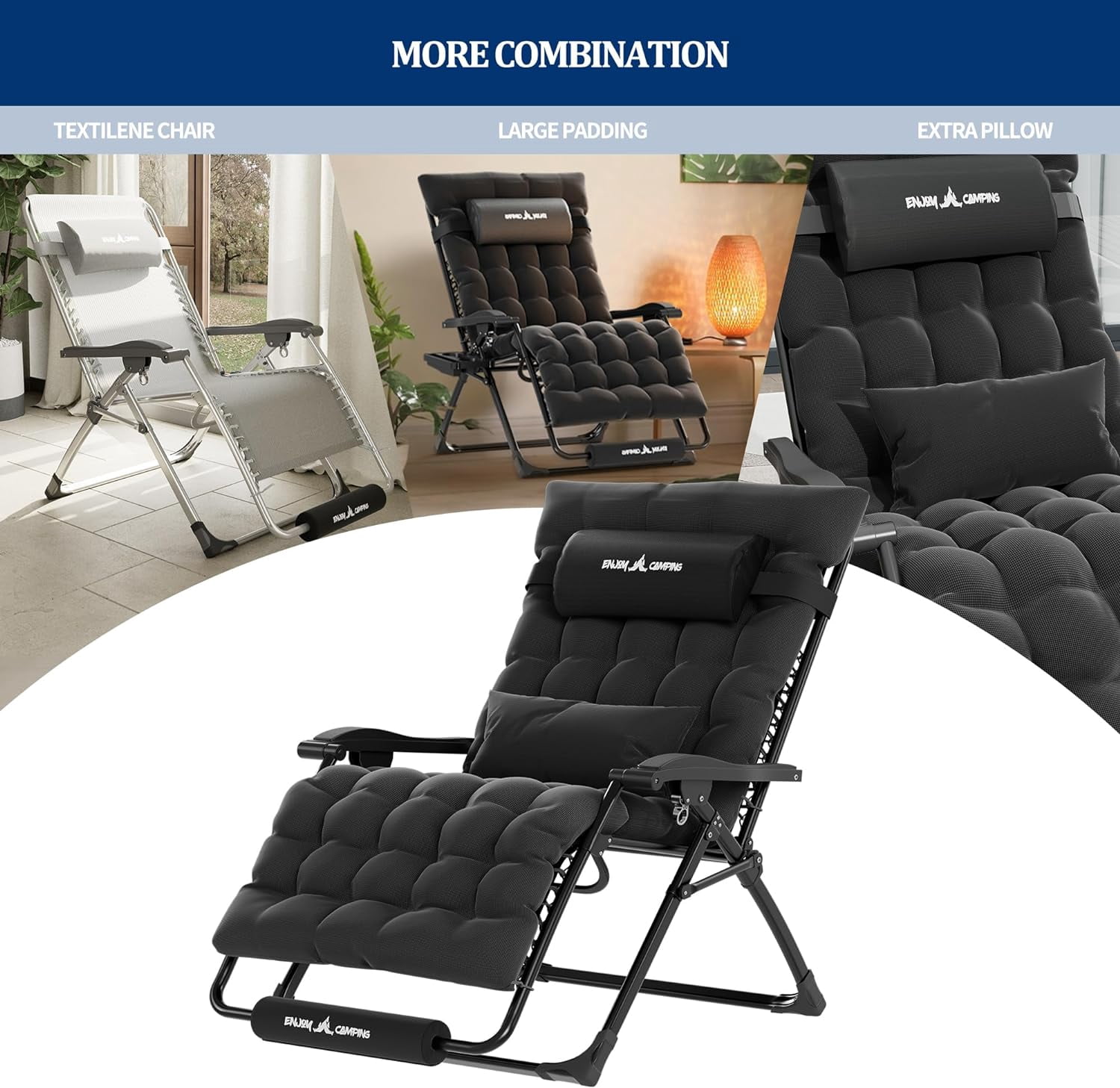 UDPATIO Oversized Zero Gravity Chair 33In XL Patio Reclining Chair , Support 500LB
