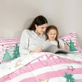thumbnail image 5 of Homewish Xmas Tree Bedding Comforter Set 2pcs for Teens Boys Girls,Merry Christmas Twin Comforter Sets Microfiber,Pink Geometric Stripes Breathable Bedding Set,Breathable Home Decor,Reversible, 5 of 8