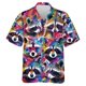 thumbnail image 3 of Camisas con estampado 3D de animales lindos y gráficos de mapache kawaii para hombres, camisas de playa, blusas casuales de manga corta con solapa y botones para vacaciones, 3 of 5