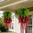 thumbnail image 4 of Rourlinge Artificial Faux Hanging Flower Plants with Basket Spring Decoration, Simulation of Persian leaf golden bell willow Realistic UV Resistant for Outside Garden Porch Patio Yard Home Decor, 4 of 5