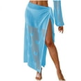 thumbnail image 2 of Awdenio Women's Skirts Crochet Swim Cover Up High Slit Sheer Long Beach Skirt Cover Up, 2 of 9