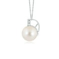 thumbnail image 2 of ANGARA Freshwater Cultured Pearl and Trio Diamond Pendant in Platinum for Women | June Birthstone, Birthday, Anniversary, Jewelry Gift for Women | Pearl Necklace, 2 of 5