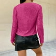 thumbnail image 6 of Scyoekwg Fall Jackets for Women Solid Color Trendy Open Front Sequin Short Blazer Jacket Loose Long Sleeve Fall Coats Lightweight Casual Outerwear(Hot Pink,XXL), 6 of 7
