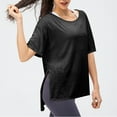 thumbnail image 5 of iHengLiXing Plus Size Womens Tops Dressy Casual Women's Exercises Breathable Running Yoga Sports Round-Neck Short Sleeve Blouse Black XL, 5 of 5
